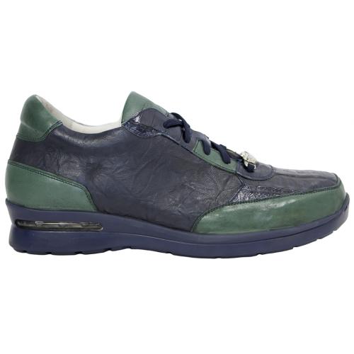 Fennix Navy / Hunter Green Genuine Crocodile / Rugged Calfskin Sneaker 3409
